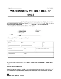 Washington vehicle bill of sale template
