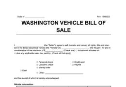Washington vehicle bill of sale template