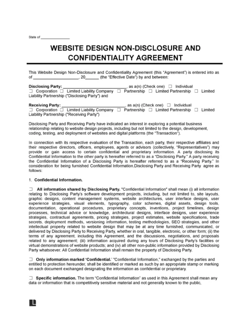 Website Design Non-Disclosure Agreement (NDA) Template