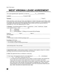 West Virginia Lease Agreement Template