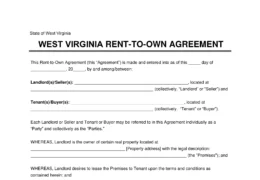 West Virginia Rent-to-Own Lease Agreement