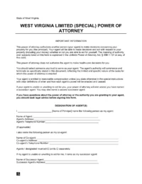 West Virginia Limited Power of Attorney Form