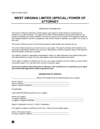 West Virginia Limited Power of Attorney Form