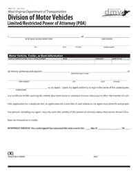 West Virginia Motor Vehicle Power of Attorney Form DMV-9-TR