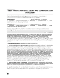 West Virginia Non-Disclosure and Confidentiality Agreement Template