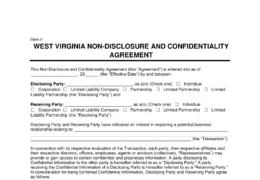 West Virginia Non-Disclosure and Confidentiality Agreement Template