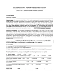West Virginia Residential Property Disclosure Statement Form