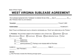 West Virginia Sublease Agreement Template
