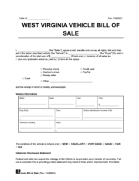 West Virginia vehicle bill of sale