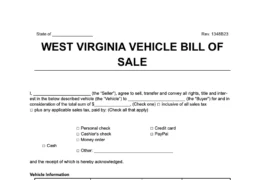 West Virginia vehicle bill of sale