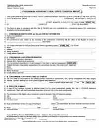 Wisconsin Condominium Addendum to Real Estate Condition Report Form