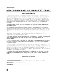 Wisconsin Durable Statutory Power of Attorney Form