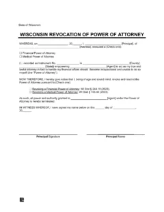 Wisconsin Revocation Power of Attorney Form
