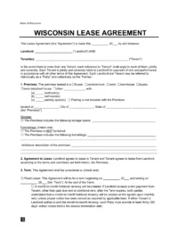 Wisconsin Standard Residential Lease Agreement Template