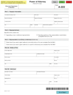 Wisconsin Tax Power of Attorney Form A 222