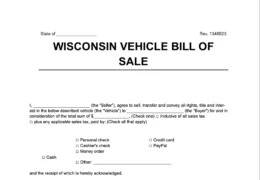Wisconsin vehicle bill of sale