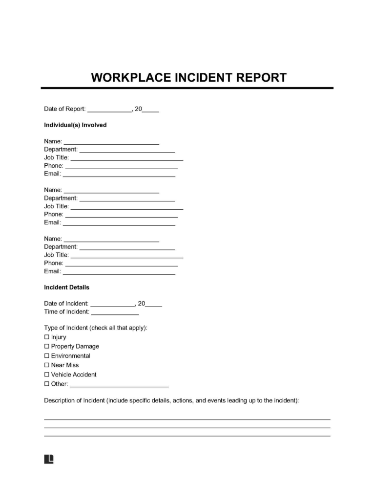 Free Incident Report Template PDF Word Legal Templates