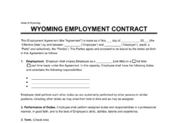 Wyoming Employment Contract Template