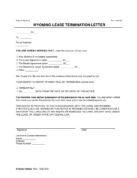 Wyoming Lease Termination Letter Template