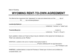 Wyoming Rent-to-Own Lease Agreement