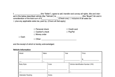 Wyoming vehicle bill of sale