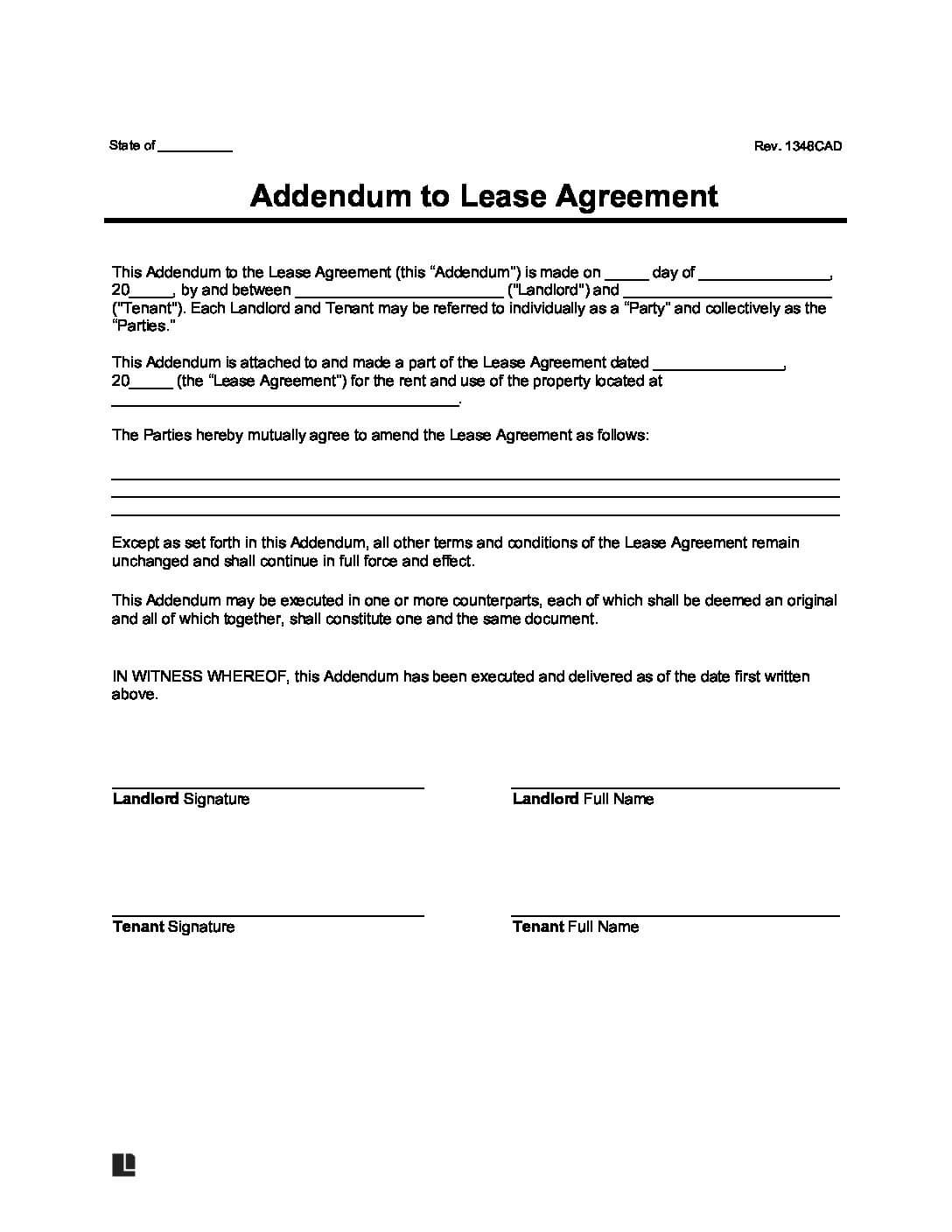 Free Lease Agreement Addendum Template PDF & Word