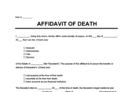 Affidavit of Death Form