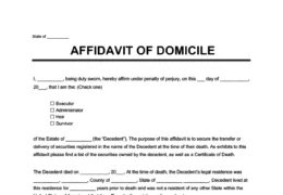 Affidavit of Domicile Form