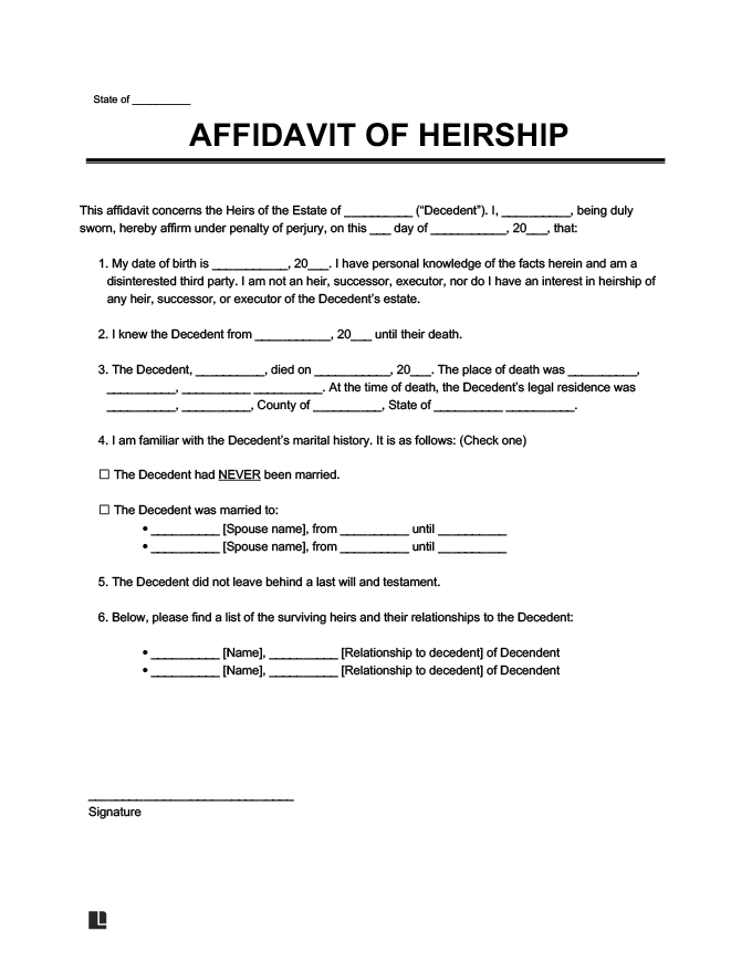 affidavit of heirship form