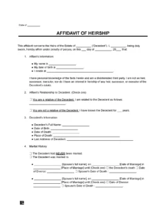 Affidavit of Heirship Form