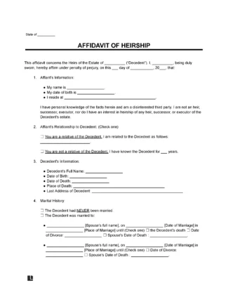 Affidavit of Heirship Form