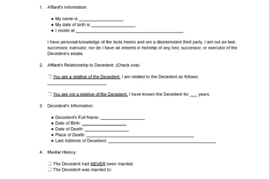 Sample of an Affidavit of Heirship Form