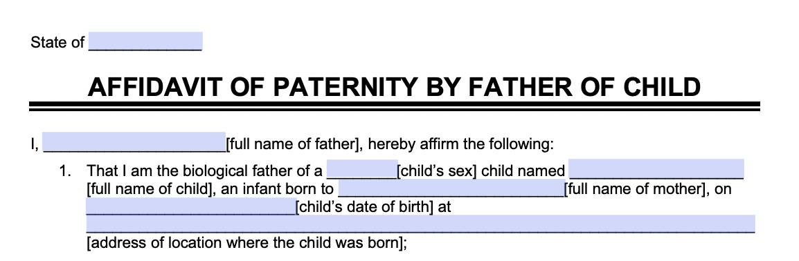 Free Affidavit Of Paternity Form Pdf And Word 8676