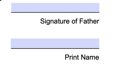 An example of where to include your signature in our Affidavit of Paternity template