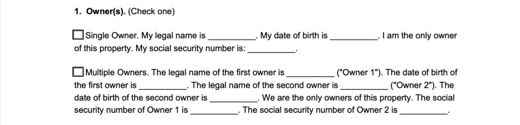 affidavit of title owner information