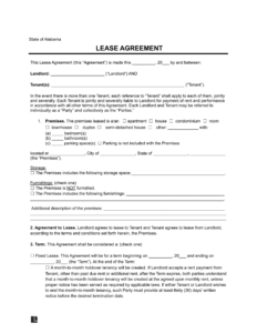 Free Alabama Rental Lease Agreement | Legal Templates