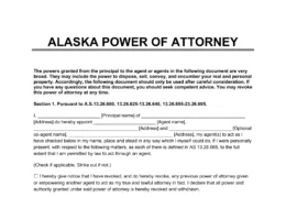 Alaska Power of Attorney Form