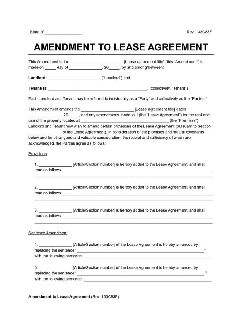 amendment to lease agreement