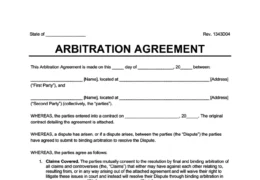 arbitration agreement template