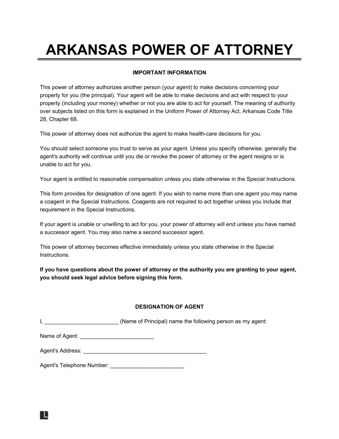 Free Arkansas Power of Attorney Forms | PDF & Word