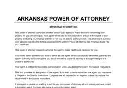 Arkansas Power of Attorney Form