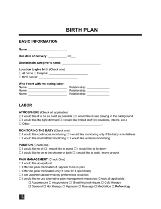 birth plan template