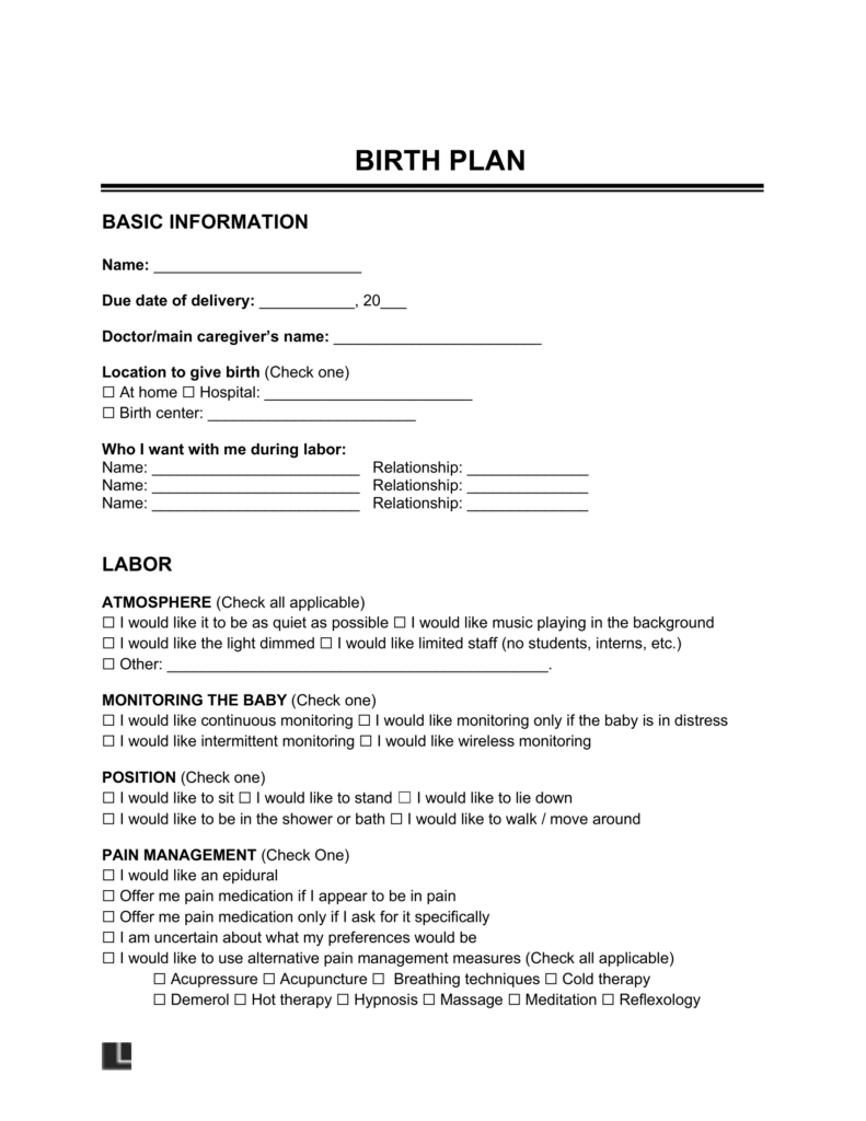 birth plan template