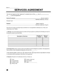 Service agreement screenshot