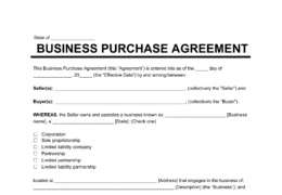 business purchase agreement template