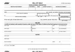 california automobile bill of sale template