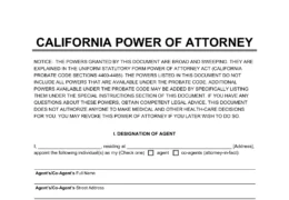 California Power of Attorney Form