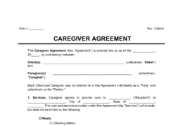 caregiver agreement template