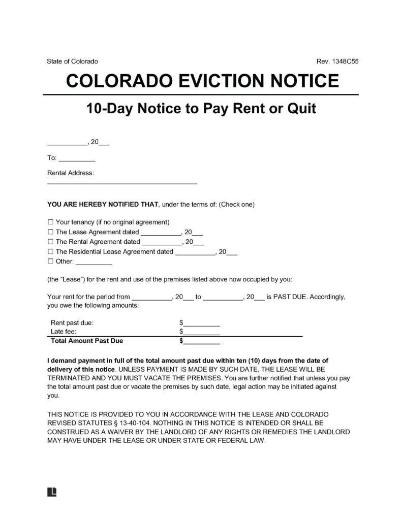 Free Colorado Eviction Notice Forms | PDF & Word Downloads