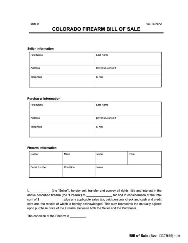 colorado firearm bill of sale